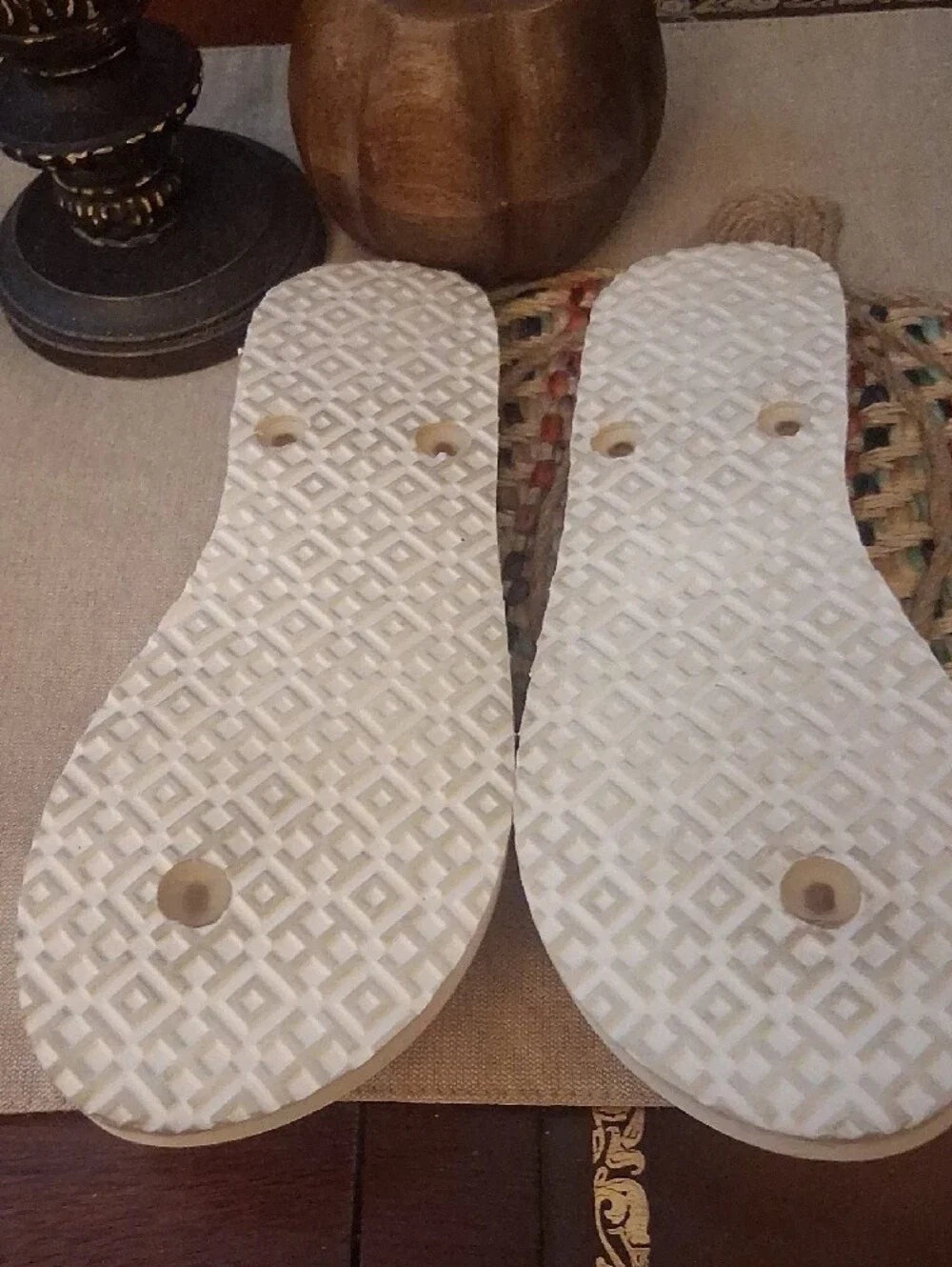 Tory Burch Orange & White Wave Flip Flop Sandals with Gold Logo